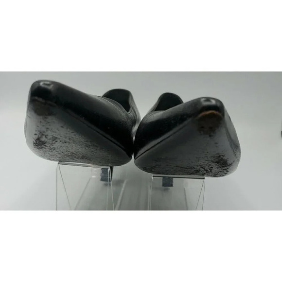 SALVATORE FERRAGAMO Black Leather Croc Point Toe Pumps Womens Kitten Heel 10B - Picture 8 of 12
